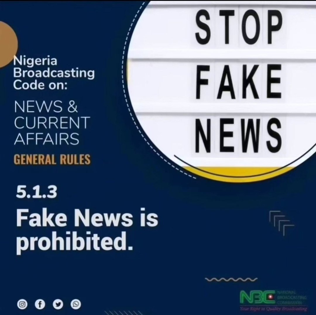 nbcgovng's tweet photo. #broadcasting
#news
#currentaffairs
#fakenews
#NBCode
Your Right to the Nigeria Broadcasting Code on News and Current Affairs- General Rules.
@NtaNewsnow @radionigeriahq 
@AIT_online 
@channelstv
@TVCconnect
@Arisetv 
@NigeriainfoFM
@voiceofnigeria 
@NgNewsAgency
@SilverbirdTV https://t.co/2Whto0S30e