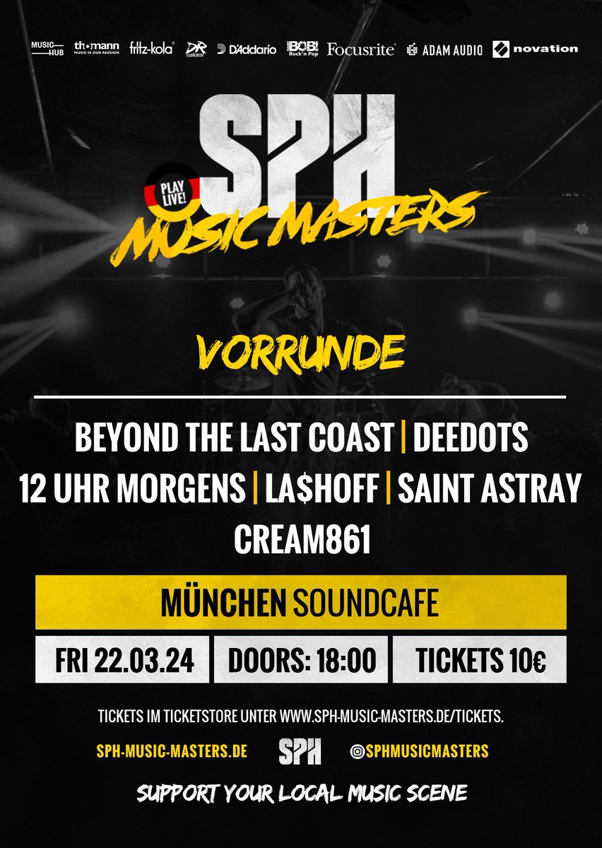 SaintAstray's tweet photo. Saint Astray is part of SPH Music Masters band contest in Munich! 🤘🤘🤘
#metal #metalmusic #liveband #livemusic #metallive #livemetal #DarkMelodicMetal #melodicmetal #darkmetal #bandcontest #metalinmunich #schwarzesmünchen https://t.co/aPrLKCVHjO