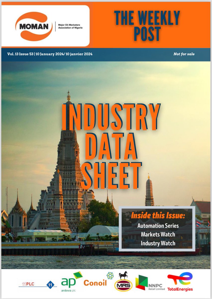 meman_info's tweet photo. Industry Data Sheet - The Weekly Post
#MOMAN
#BetterTogether
#TheWeeklyPost
#datasheet
#petroleumindustry
#Nigeria
@EpumpAfrica https://t.co/Mbh6AKaTHc