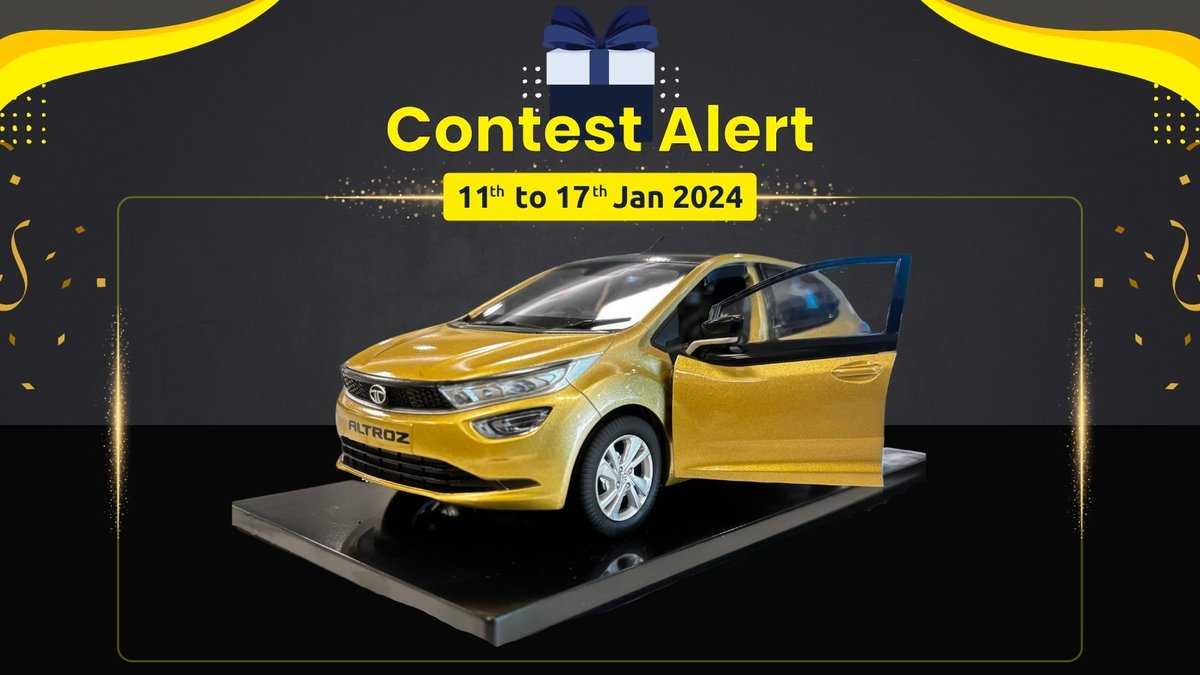 carandbike's tweet photo. Contest Alert! 🚨

We're excited to kick off the first contest of the year, inviting all car enthusiasts to participate! Stand a chance to win an amazing scale model of the Tata Altroz. Simply give this post a like, repost &amp; share your favorite feature in #TataAltroz in replies. https://t.co/wubqXw10bG