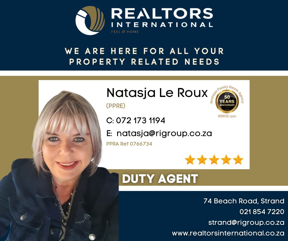 RealtorsStrand's tweet photo. Natasja is our Duty Agent for the day. 🤩
If you have any questions regarding property, feel free to contact us.
👇👇👇
Our office is located at 74 Beach Road, Strand
Contact, 021 854 7220
strand@rigroup.co.za
https://t.co/MGlTawuBjB
👇👇👇
#africa #architechture #architecture https://t.co/gMUI9lWQex