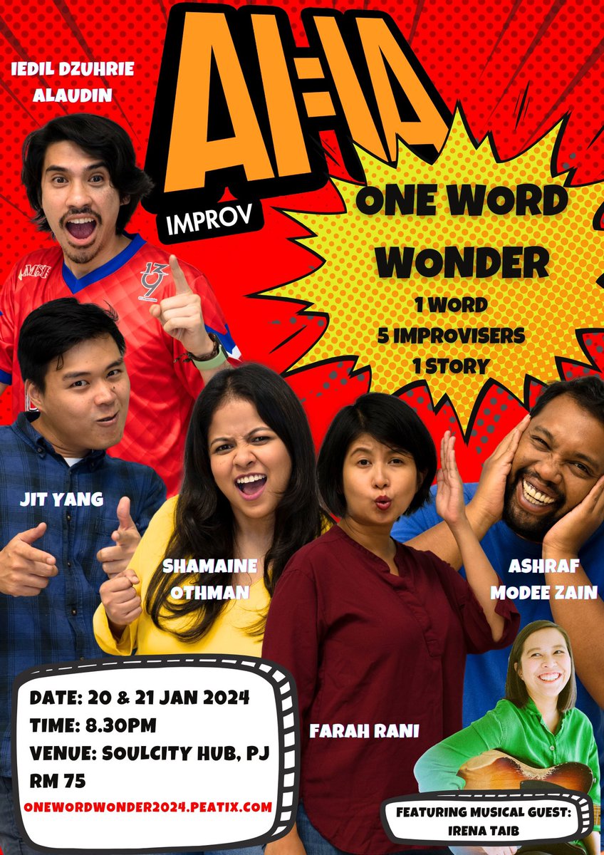 iedildzuhrie's tweet photo. @AIIAimprov is back!

20-21 Jan 2024, Soulcity Hub, PJ

Probably the only show this year so come join the fun!

Tickets : https://t.co/4cONKUN53H https://t.co/puOM5Zvmgd