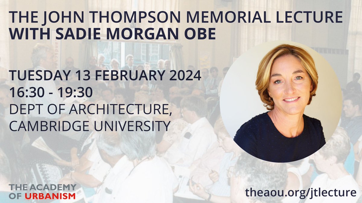 Booking is now open for the inaugural John Thompson Memorial Lecture, next month in Cambridge! We'll be joined by speaker Sadie Morgan OBE to look at the theme of community architecture, in memory of John and his legacy. Tickets and full details at buff.ly/4aTEh5q