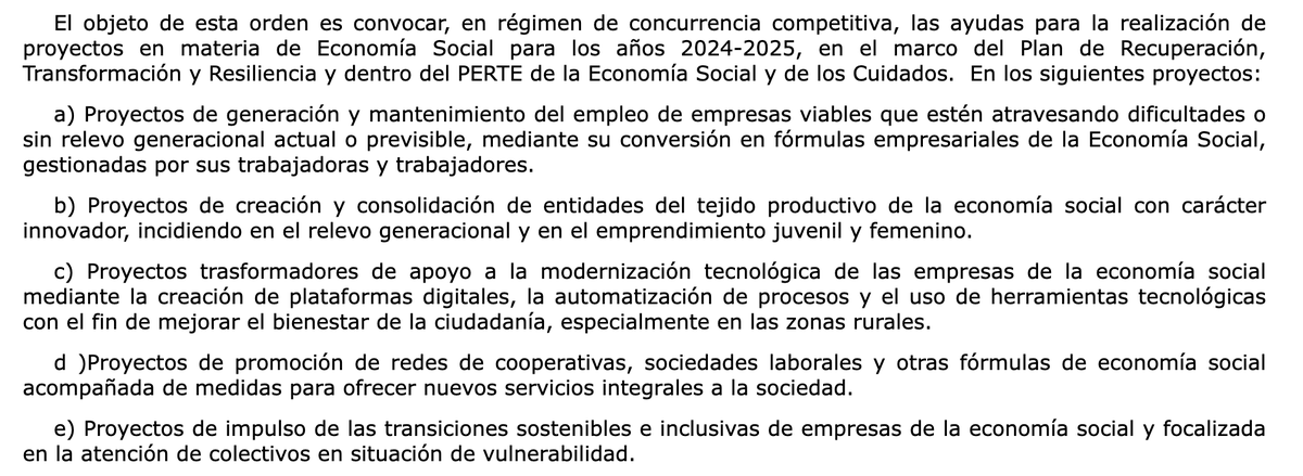 Coopsdetrabajo's tweet photo. ATENCIÓN❗️
👉 Publicada la convocatoria del 2º #PERTE de #EconomíaSocial y Cuidados. A partir de mañana, hay un mes para presentar proyectos que se ajusten a los objetivos
💸El monto de las ayudas es de 80 millones de euros, para ejecutar en 2024-2025
https://t.co/LTZqBeXTUD
👇 https://t.co/vexZ03GZtN
