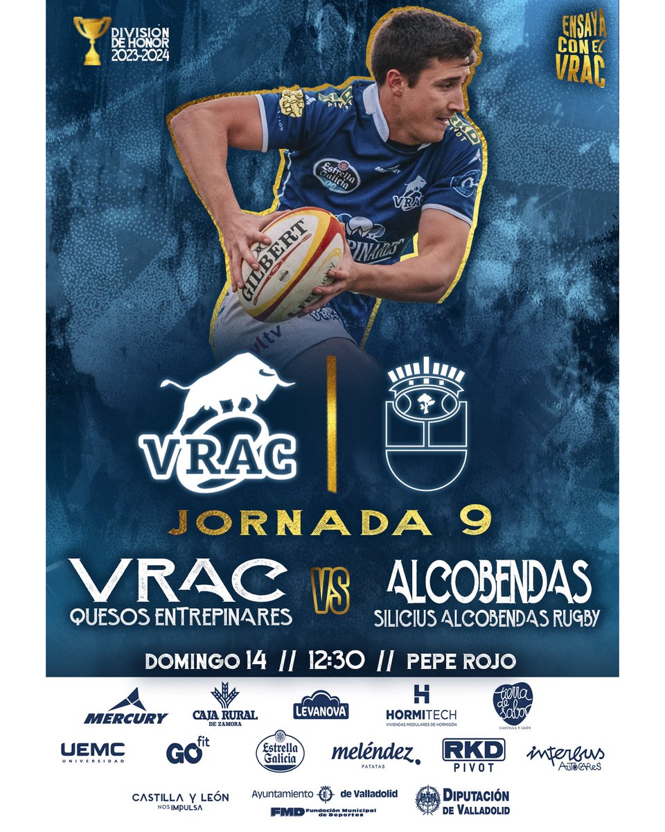 VRAC's tweet photo. 🏠 ¡Empezamos 2024 en casa, en Pepe Rojo!

💙 Este domingo (12.30), nueva jornada @DHFerugby 🆚 @AlcobendasRugby https://t.co/AMaKPuJm4t