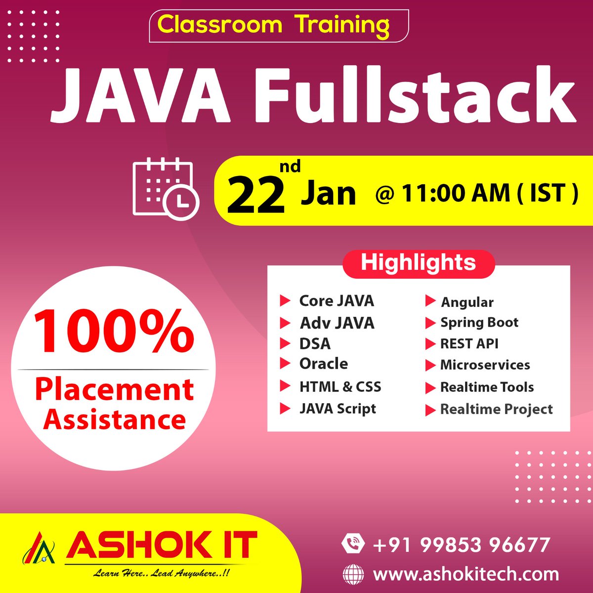 ashokitschool's tweet image. 🛑 Java FullStack (Classroom) 🛑
✍️ Enroll Now : bit.ly/3noOByz
👉 Free Demo On 22nd-Jan @ 11:00 AM IST
👉 Follow Our Whatsapp Channel : bit.ly/4565QED

#javafullstackdevelopercourse #java #javafullstacdevelopmentcourse