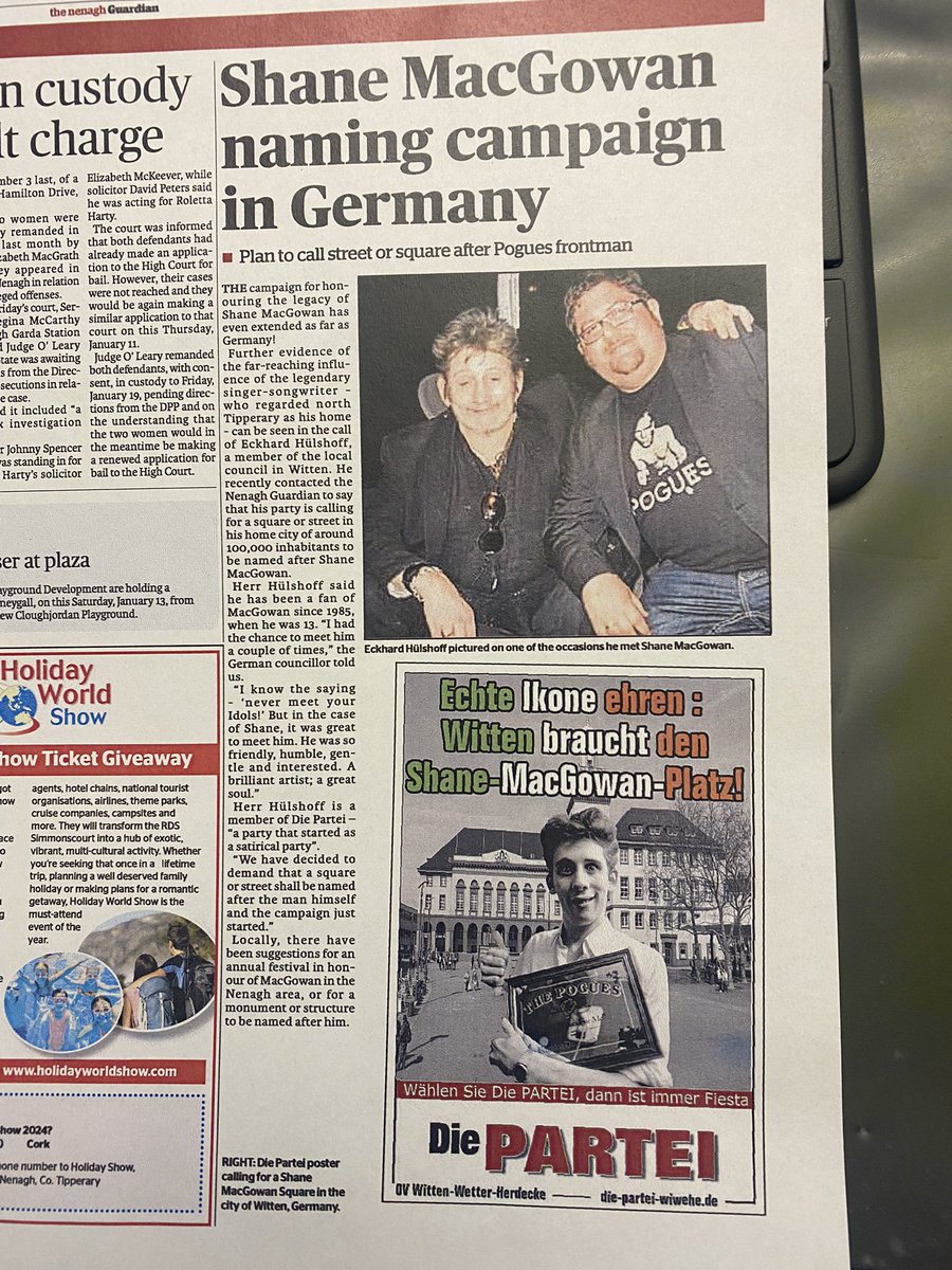EckhardHu's tweet photo. Our campaign to honor #Shane made it into the press:
#Pogues #ShaneMacGowan #ThePogues  @Victoriamary @poguesofficial https://t.co/WhJCUGVsh5
