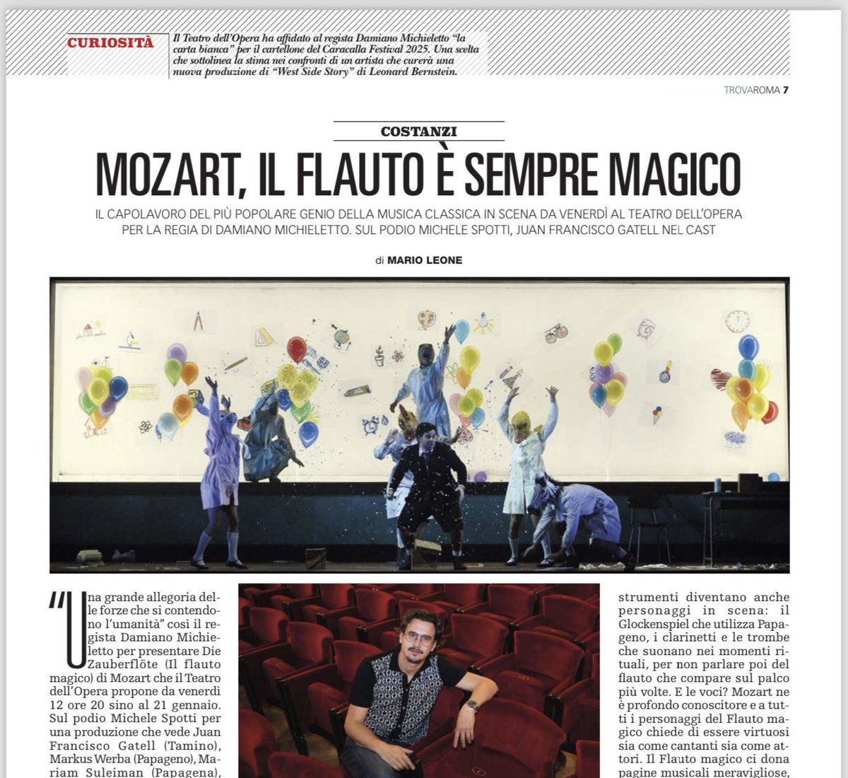 All’@OperaRoma va in scena il capolavoro di Mozart “Il flauto magico” nella versione del regista #DamianoMichieletto con il Maestro #MicheleSpotti sul podio. Ne parla @maestroleone sul #TrovaRoma, in edicola oggi con @repubblica. Inviti per i lettori.