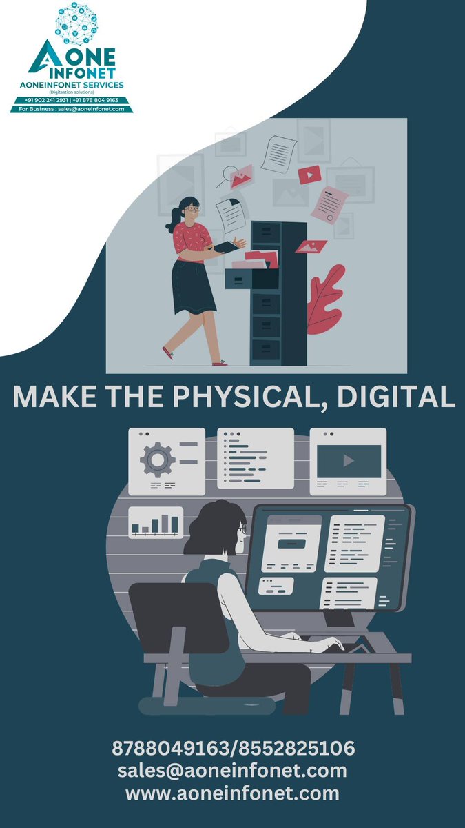 Aoneinfonet scanning and imaging centres and indexing services offer secure solutions to support your digital journey towards a more efficient workplace. 

Contact us:
8788049163/8552825106
sales@aoneinfonet.com
aoneinfonet.com

#digital #digitalscanning #scanning