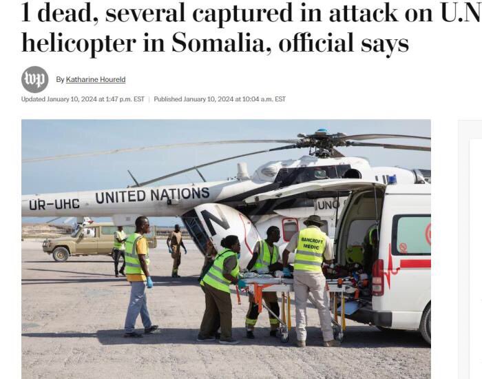 The United Nations has been hijacked in Somalia, with one person dead and two missing.