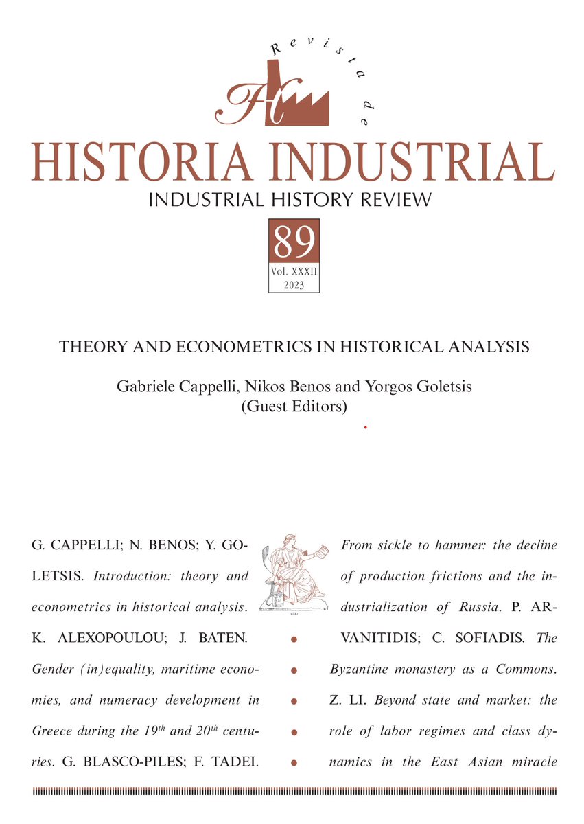 What's the story with theory and econometrics in economic history?
<a href="/gabercappe/">Gabriele Cappelli</a>, <a href="/nbenos/">Nick Benos</a> &amp; <a href="/YGoletsis/">Yorgos Goletsis</a>
sum up the intro and articles of n. 89 (Special Issue "Theory and econometrics in historical analysis") in our blog: ihrthegreatspurt.wordpress.com/2024/01/11/wha…