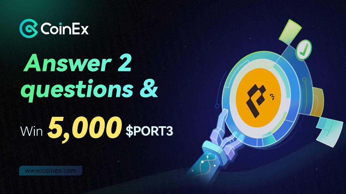 coinexcom's tweet image. It's Quiz Time w/@Port3Network! 🎉 Join &amp;amp; win 5,000 $PORT3!
1. Answer 2 Qs👇(hints: bit.ly/3tTQmXA):
- Which blockchain network is #PORT3 on?
- Name 2 key components of #PORT3's Social Data Layer.
2. Follow @coinexcom &amp;amp; @Port3Network, retweet this post, &amp;amp; tag 3 pals.