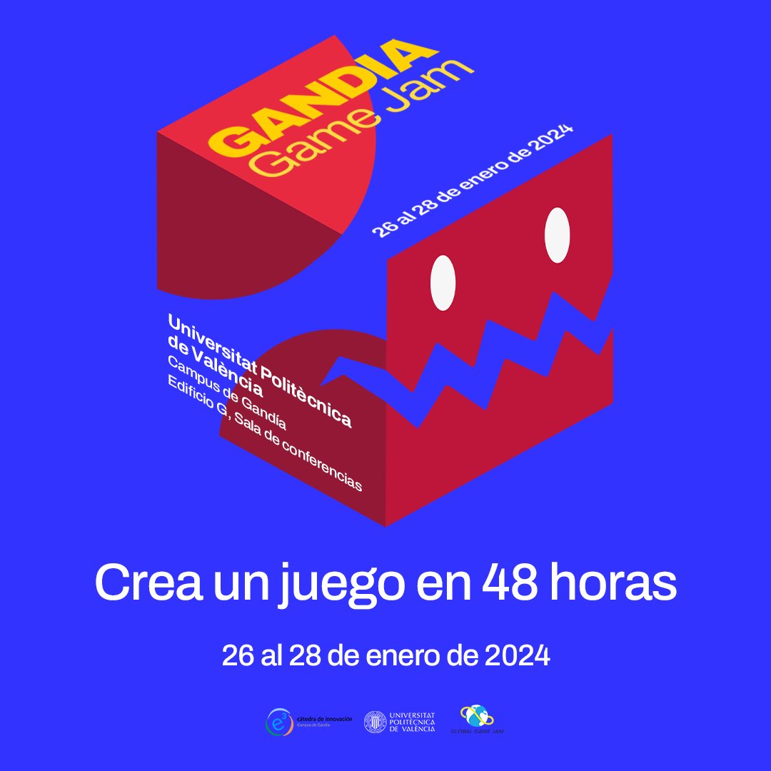 gandiagamejam's tweet photo. Os presentamos el cartel oficial de la Gandía Game Jam, única sede oficial de la global game jam en Valencia. La única Game Jam en la que lxs jugadorxs de lol tienen la entrada prohibida 🚫.
Tenéis toda la información, inscripciones y nuestro discord en nuestra web. Link abajo https://t.co/aYjXETWP6y