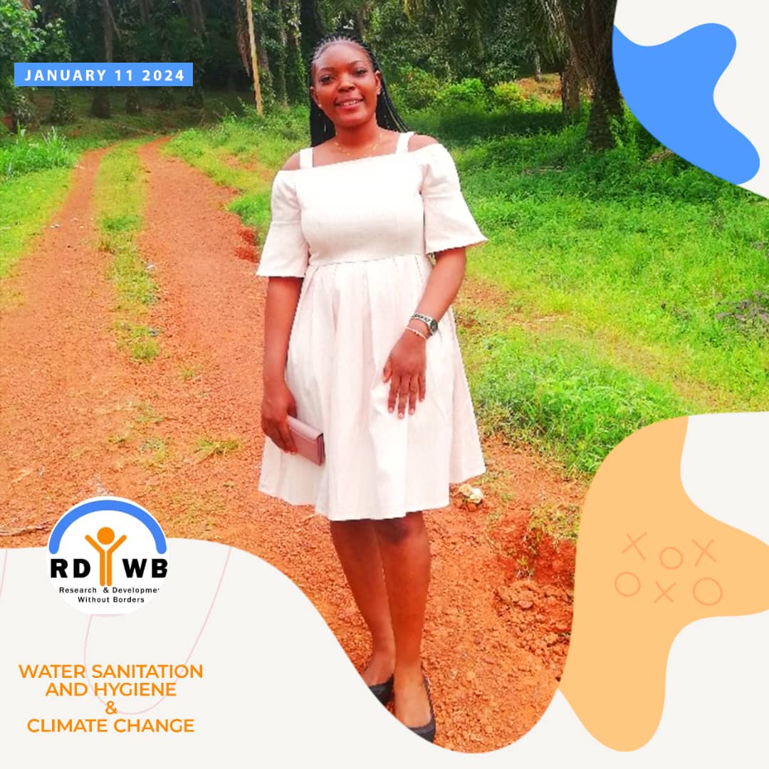 💐🌸Meet Ichu Mbong Blessing, Water Sanitation and Hygiene #WASH Project Assistant with <a href="/RDWB_Cameroon/">RESEARCH & DEVELOPMENT WITHOUT BORDERS - CAMEROON</a>. This dynamic young woman says #volunteering with us has been an exciting, and fluid learning process about soft WASH🌹.