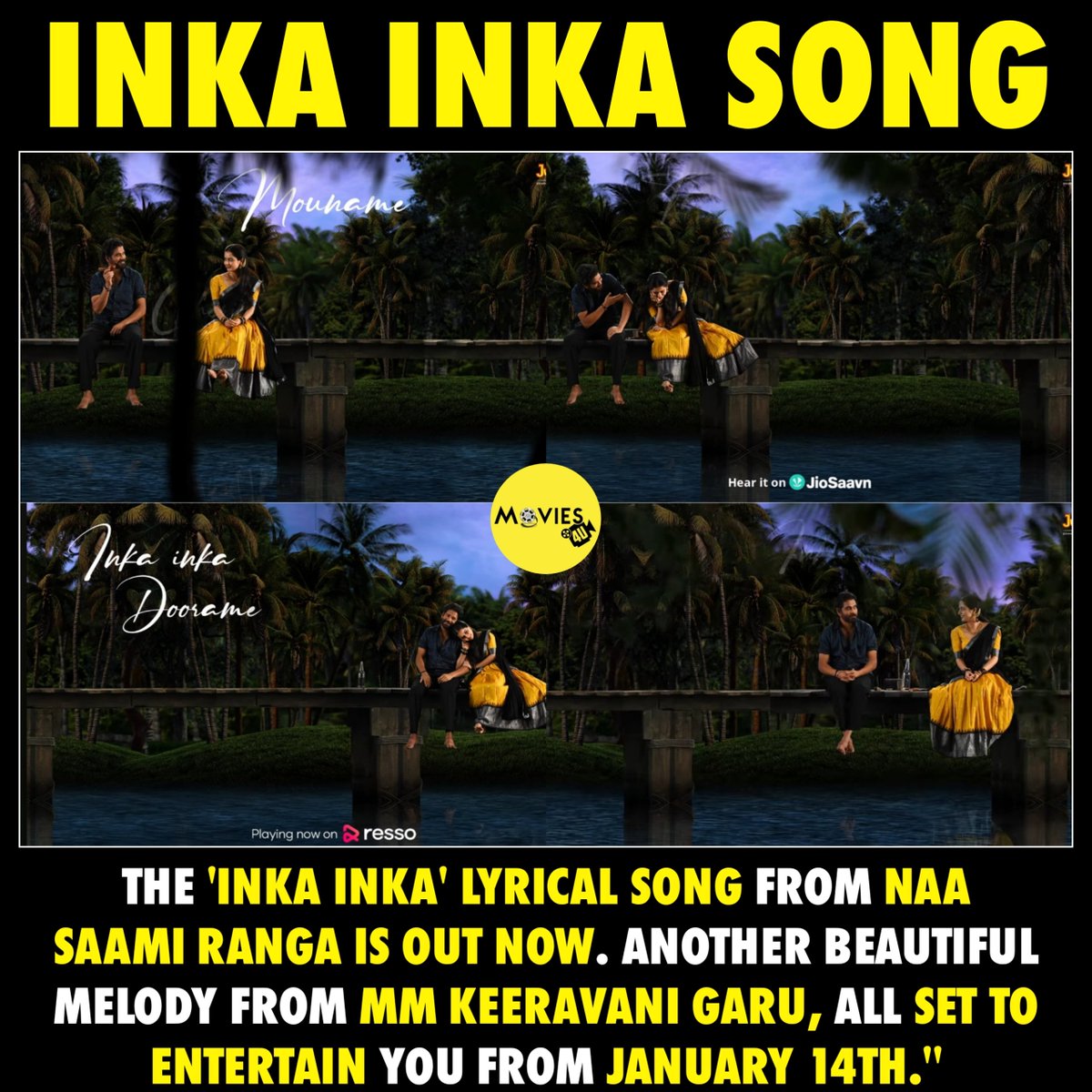 A beautiful melody that will string your hearts 💞

#InkaInka from #NaaSaamiRanga out now 😍

▶️ youtu.be/I2rzpEy4_aI

#NaaSaamiRangaOnJAN14 #NSRForSankranthi