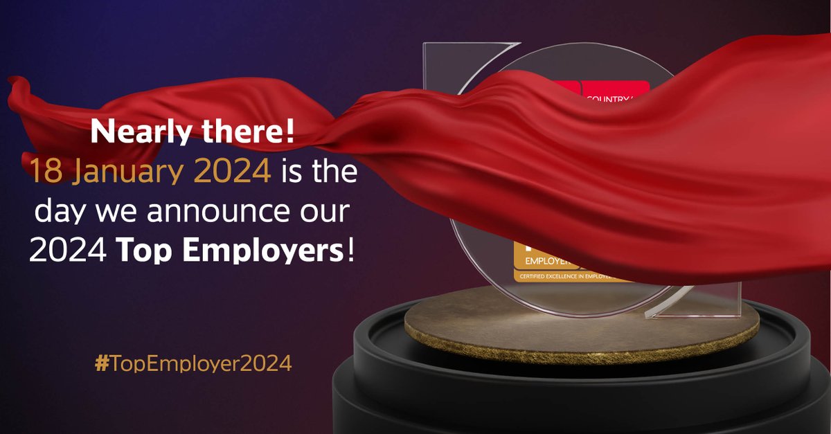 Just one week to go until we announce our 2024 Top Employers. Are you ready? Want to be among the first to see who they are? Register here: bit.ly/3Nq00rz. We'll email you on the day with a link to our LIVE virtual announcement website. #TopEmployers2024