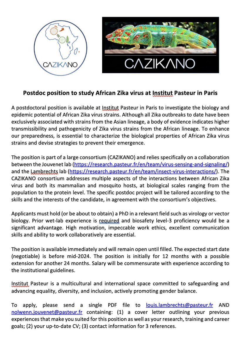 Nolwenn Jouvenet Lab (@lab_jouvenet) on Twitter photo Postdoc position at <a href="/institutpasteur/">Institut Pasteur, since 1887</a> @PasteurVirology Join us to study African Zika virus, collaborative project <a href="/LambrechtsLab/">The Lambrechts Lab @lambrechtslab.bsky.social</a>, part of the CAZIKANO consortium (whose mascot Leon lives in the garden of one of us) <a href="/agenceANRS/">ANRS Maladies infectieuses émergentes</a> 🇳🇱 Postdoc position at <a href="/institutpasteur/">Institut Pasteur, since 1887</a> @PasteurVirology Join us to study African Zika virus, collaborative project <a href="/LambrechtsLab/">The Lambrechts Lab @lambrechtslab.bsky.social</a>, part of the CAZIKANO consortium (whose mascot Leon lives in the garden of one of us) <a href="/agenceANRS/">ANRS Maladies infectieuses émergentes</a> 🇳🇱