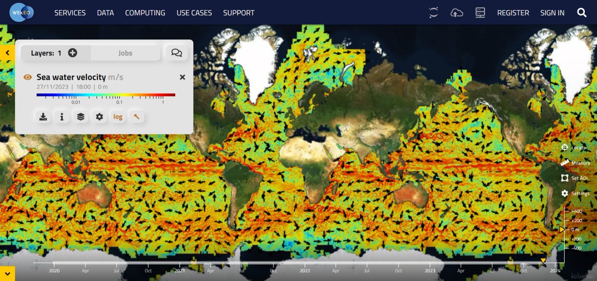 🔄 Navigate the ocean's currents with the @MercatorOcean-enabled sea water velocity dataset on #WEkEO! 🛰️ Enhance your marine research with high-quality, historical and real-time data 👇 wekeo.eu/data?view=view…