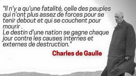 chryse2016's tweet photo. @PAMartin111 Je n'en peux plus. Le pire, c'est de ne même plus avoir envie de me battre. Toujours motivée jusqu'à présent, j'ai une baisse de régime parce que TROP C'EST TROP et les gens vont suivre "comme en 40" ? disait l'expression.
De Gaulle était un visionnaire " https://t.co/hEhYArSnGd