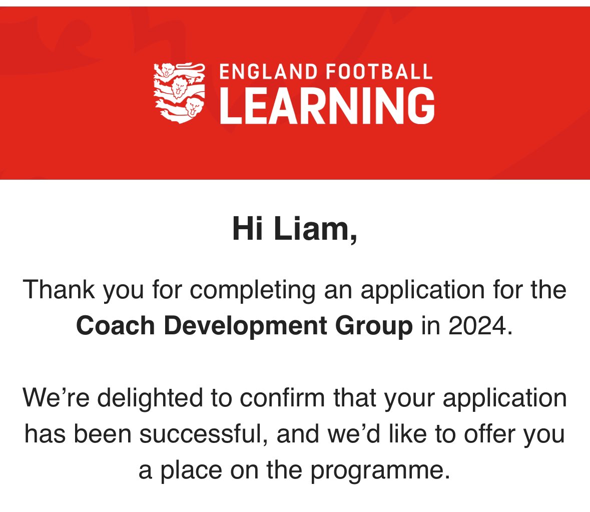 23J0YCIE's tweet photo. Excited to of been selected for the Coaches Development Group 2024 
What an opportunity to obtain and looking forward to the insights and experience. Next step on my coaching journey look forward to the 12 month placement 📚 ⚽️ https://t.co/O8fn8THq9C