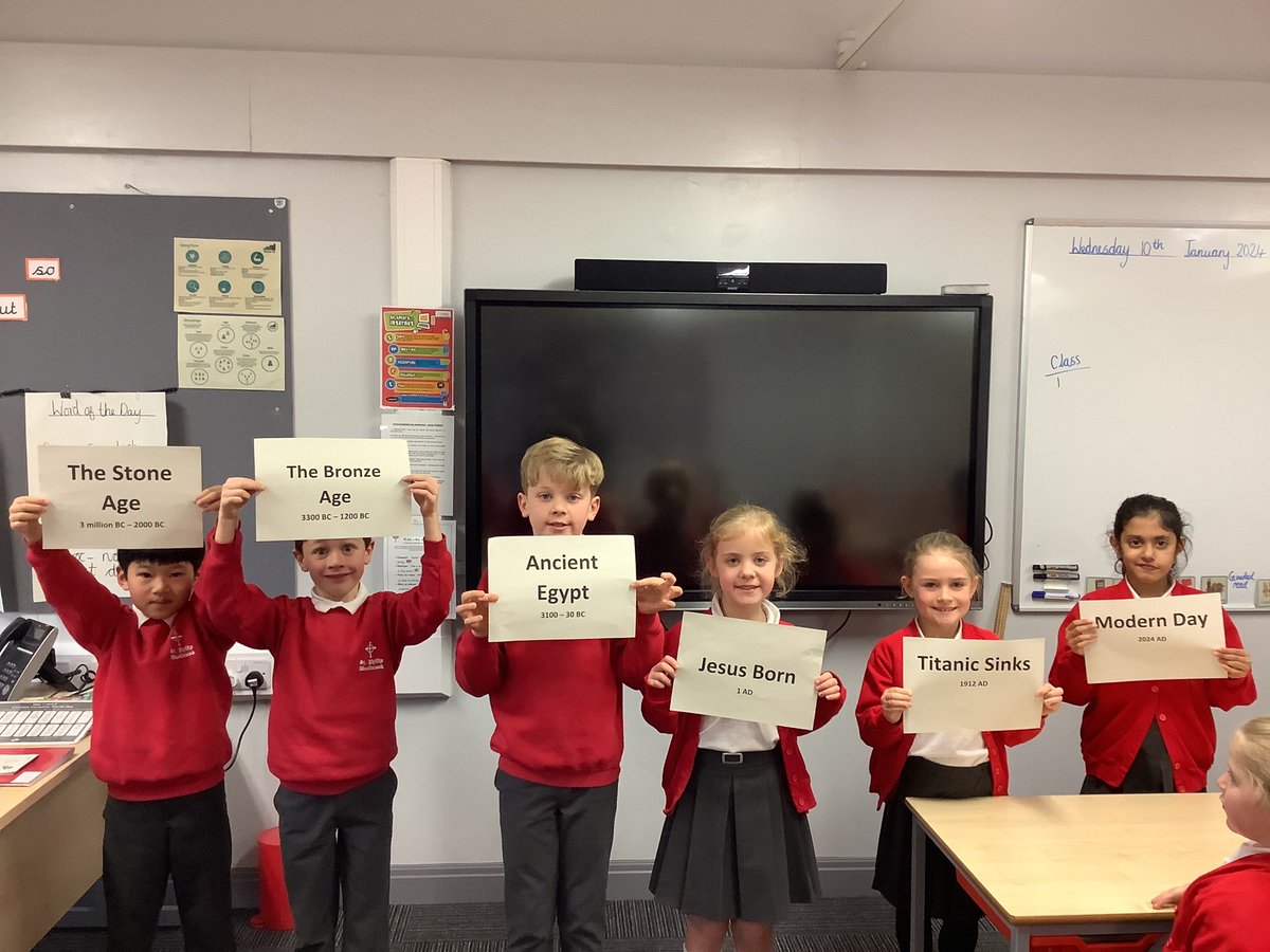 In history we created a human timeline to show where the period of Ancient Egypt. We found out that in Britain the end of the Stone Age would have been at the same period as the Ancient Egypt period.#teamstphilips