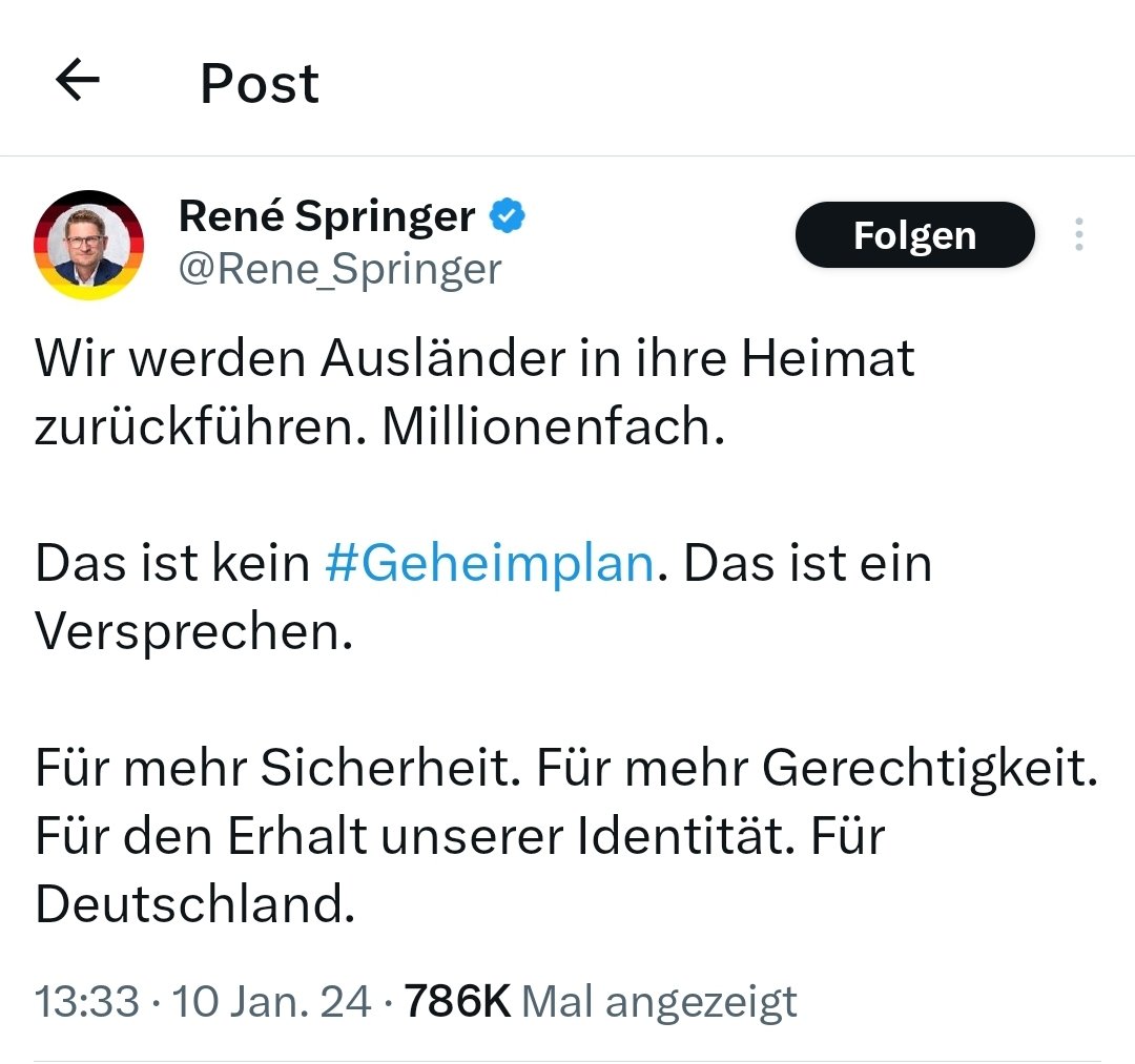 AnAudretsch's tweet photo. Die #AfD reagiert auf das Treffen zu Säuberung u. #Deportation - mit begeisterter Zustimmung.
Weidel & Co. fordern völlig offen "Passentzug", "konsequente #Remigration". Millionenfach.
Die AfD will #Faschismus. Unsere demokrat. Grundordnung abschaffen. Alle sehen u. wissen es! https://t.co/Lj5XMPF7gO