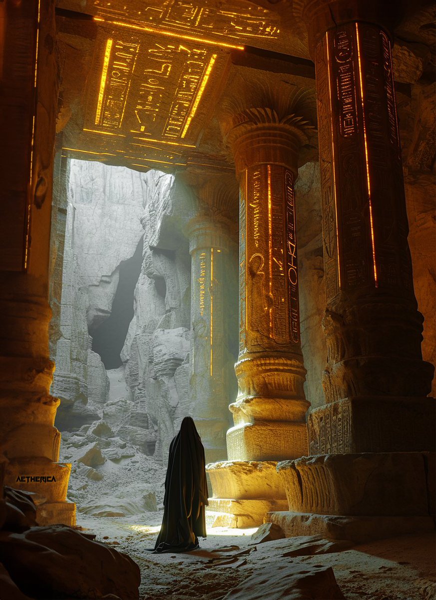 AethericaX's tweet photo. Location: Sandara Sanctum
The ancient halls of learning, hidden beneath the desert, home to the Solar Wardens, who preserve knowledge of the Helios Machines.
World: #HeliosOne | #Worldbuilding | #MidjourneyV6 | #ConceptArt