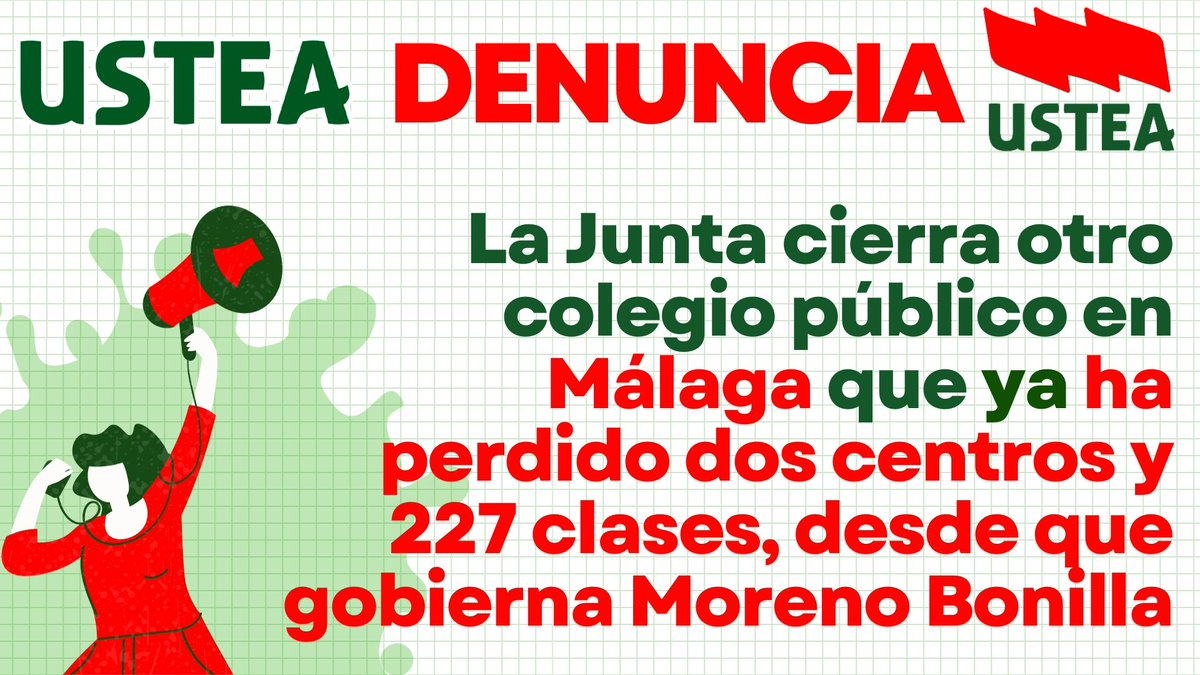 🚸La Junta cierra otro colegio público en Málaga, provincia que ya ha perdido dos centros y 227 clases, desde que gobierna Moreno Bonilla

➡️Info: educacion.ustea.org/la-junta-cierr…

#NiUnAulaMenosEnLaPública #EducaciónPública