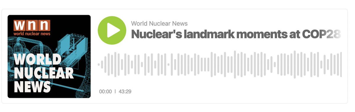 One month on from #COP28, @WorldNuclear's @DrJonathanCobb and @HenryPreston1 look back on the landmark moments for nuclear energy. world-nuclear-news.org/Articles/Podca…