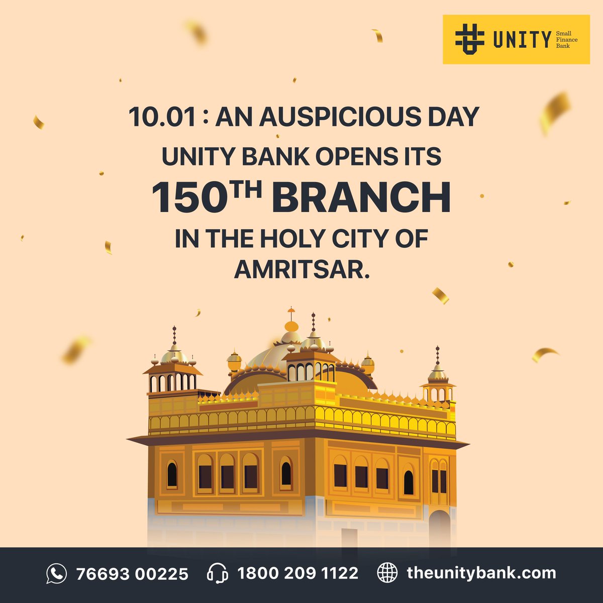 UnitySFBank's tweet image. Congratulations to Team Unity on opening its 150th Branch in the Holy city of Amritsar! 

Another milestone towards a brighter tomorrow! 

Come bank with us! 

#150 #BranchOpening #UnitySFB #Expansion #GeographicExpansion