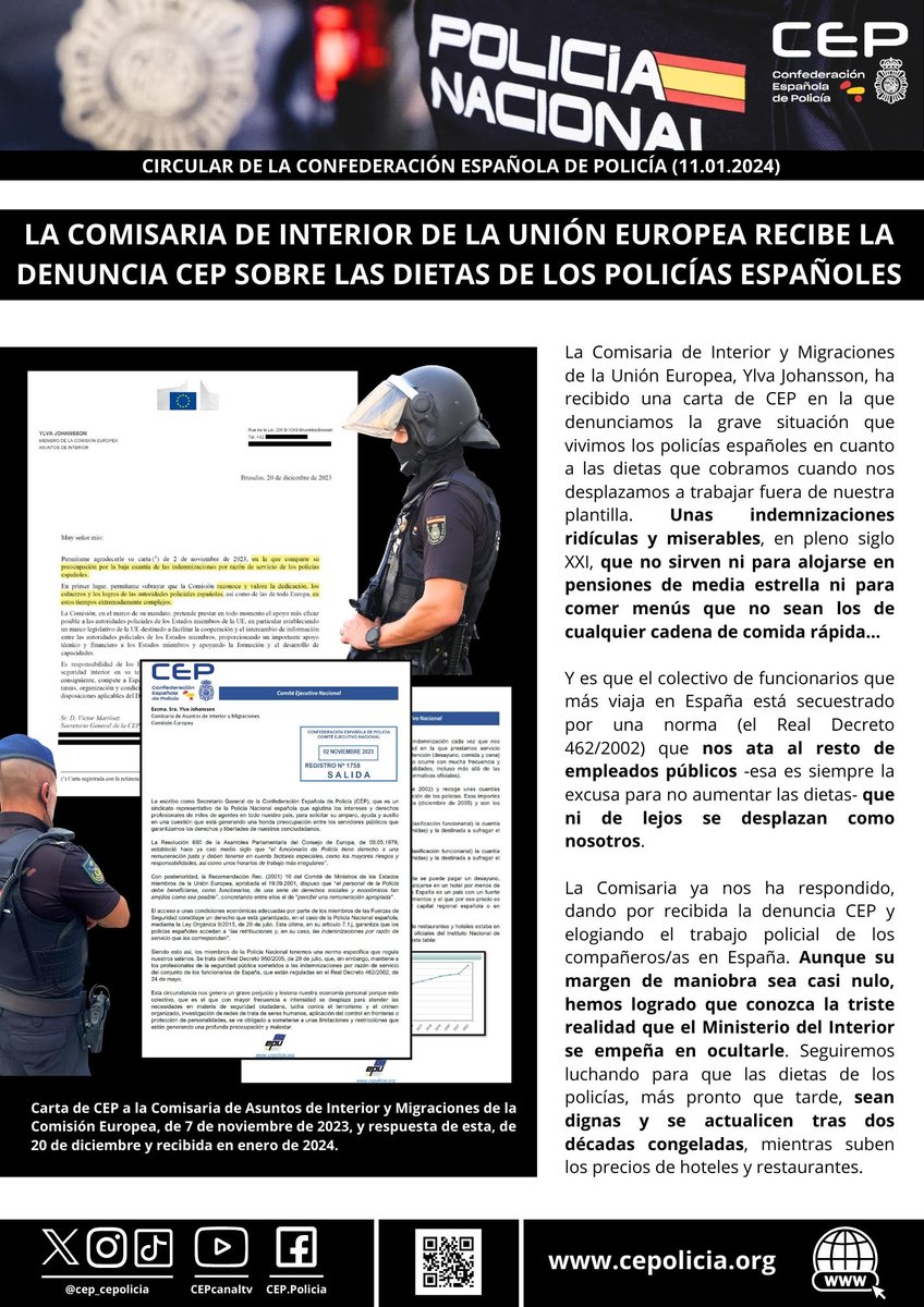 cep_sevilla23's tweet photo. 🔴Vamos a Europa a denunciar la precaria situación de las dietas en la Policía Nacional.
@cep_cepolicia https://t.co/1VSpSnduWX