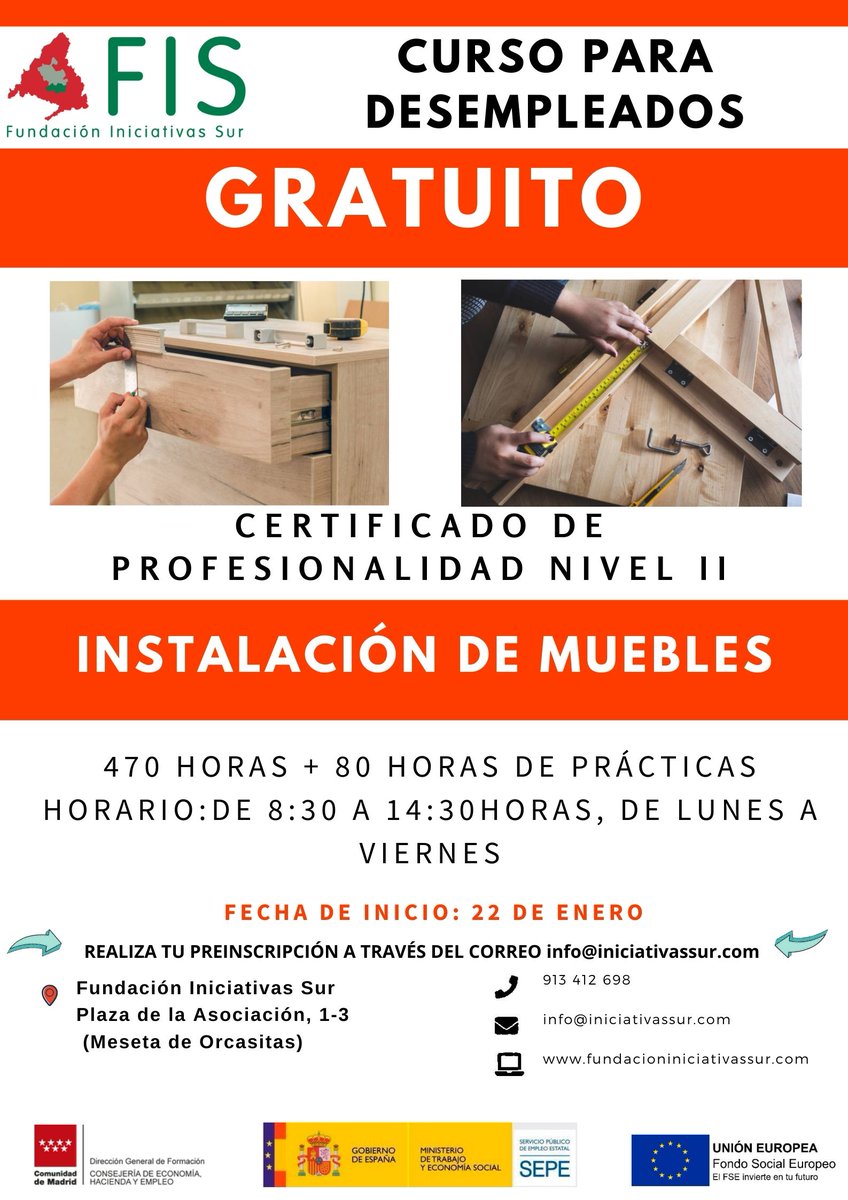 Últimas plazas disponibles.
Para más información llama al 913412698 o escríbenos a info@iniciativassur.com