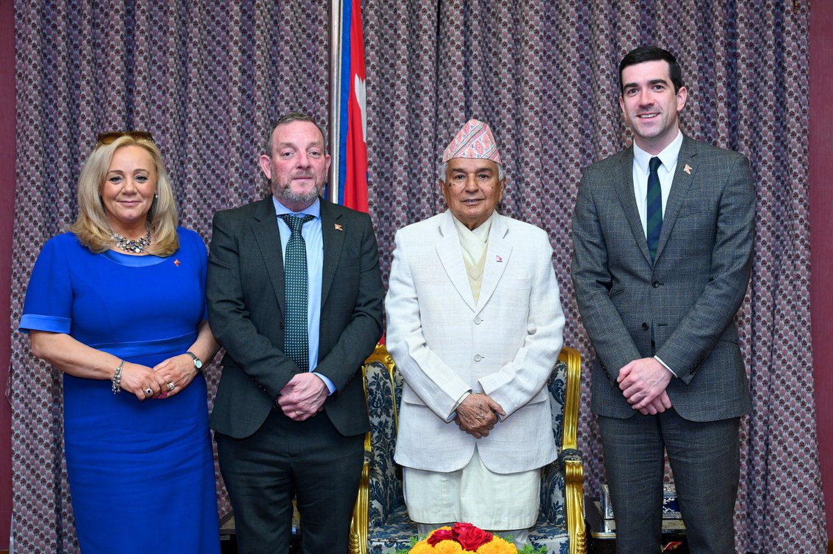 Rt. Hon’ble President Mr. Ramchandra Paudel received a courtesy call from Rt. Hon. Jerry Buttimer, Chairman of the Upper House of Ireland, and his delegation at the Office of the President, today.