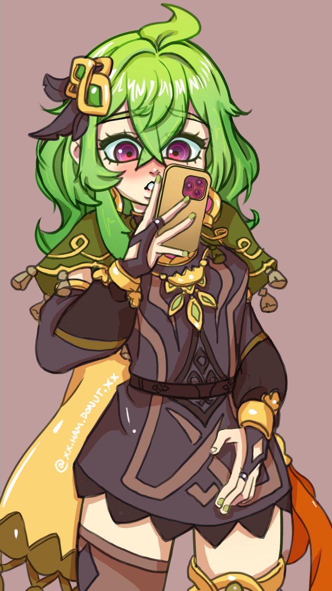 xx_ham_donut_xx's tweet photo. 💚 Collei’s default outfit 💚

#collei #digitalart #genshinimpactfanart #fitcheck #cute #greenhair #denro #little #alternate #outfits https://t.co/xGYsB9XpsA