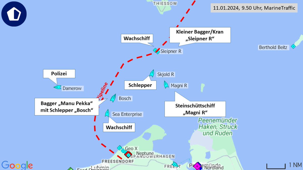 ConstZerger's tweet photo. Die Bauarbeiten an der #LNG-Pipeline vor #Rügen gehen weiter. Die Bauschiffe von #Gascade sind im Greifswalder Bodden fleißig. Unser Eilantrag auf Baustopp liegt immer noch beim #Bundesverwaltungsgericht. https://t.co/eVFk1EXfcl