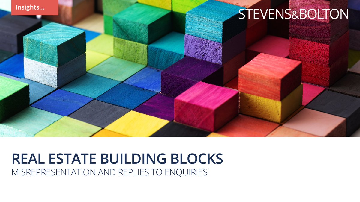 In the latest of our Building Blocks series, Jack Lightburn looks at pre-contract enquiries in the context of #property transactions and the remedy of misrepresentation. Read here: stevens-bolton.com/site/insights/…

#RealEstate #PropertyLaw #RealEstateBuildingBlocks #Misrepresentation