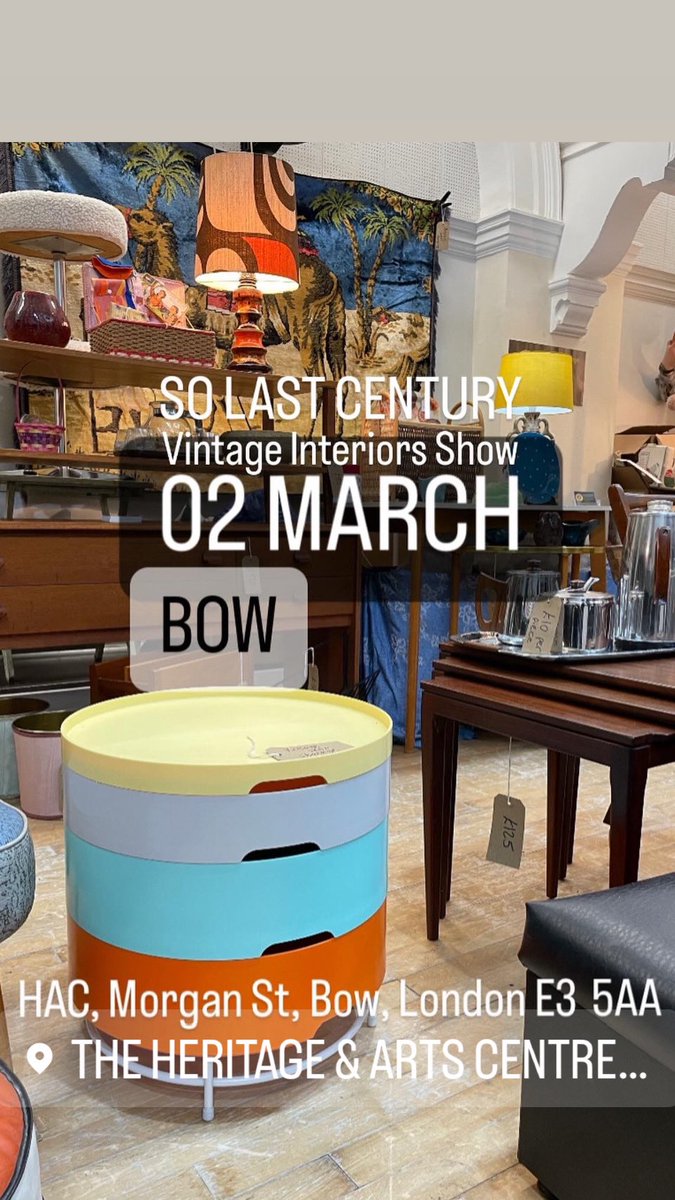 so_lastcentury's tweet image. Three great So Last Century events for Feb &amp;amp; March, in London!

📌 CATFORD Vintage Fair
10+11 February
@StDunstansColl Catford, SE6 4TY

📌BOW Vintage Interiors Show
02 March
@thehacbow Morgan St, Bow, E3 5AA

📌NEW CROSS Vintage Fair
17 March
@GoldsmithsUoL New Cross, SE14 6NW
