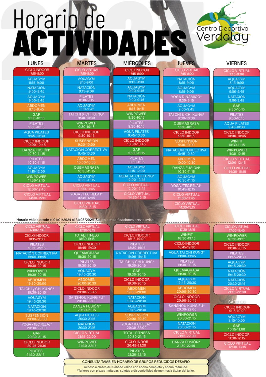 Nuevo horario disponible del 1 de enero al 31 de marzo de 2024.