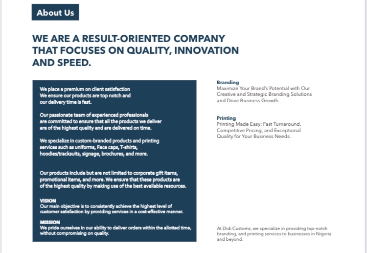 didicustoms's tweet photo. We are result oriented printing &amp; branding company that focuses on quality, innovation, speed and creativity. https://t.co/6TvRLlcrr9