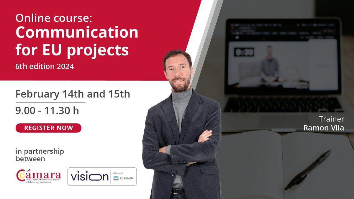 euromed_cg's tweet photo. Our affiliate, Vision Communication, @CamaraBelux and trainer @ramon_vila_83 look forward to welcoming you on Feb 14-15.
Don't miss out!
➕ https://t.co/zhfkevnv4a
#EUProjectComms #comm4action #Opportunities4Development https://t.co/XoaexSfc99