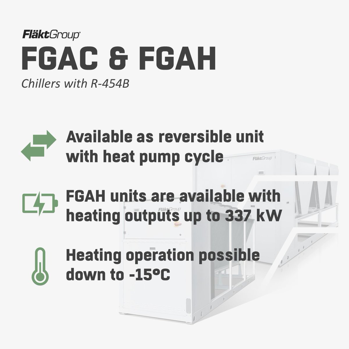 Our cutting-edge technology delivers precision temperature control, energy savings, and unparalleled reliability. Elevate your comfort and productivity while minimizing environmental impact. Embrace innovation, choose FläktGroup Chillers for a cooler, greener future.