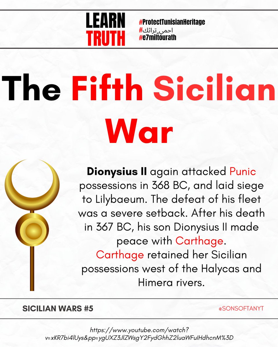 SonsofTanyt's tweet photo. 5️⃣ The Fifth Sicilian War 🇹🇳-🇬🇷 (368-367 BC)
#ProtectTunisianHeritage #NorthAfrica #E7miltourath #Tunisia #Arab #Berber #Punic #Greece #Greek #History #Afrocentrism #Netflix #Culture #Carthage #War #Tunis #Sfax #Beja #Sousse #ElKef #Beja #Mahdia #Kairouan #Gafsa #Gabes #History https://t.co/GkKzTD3xTr