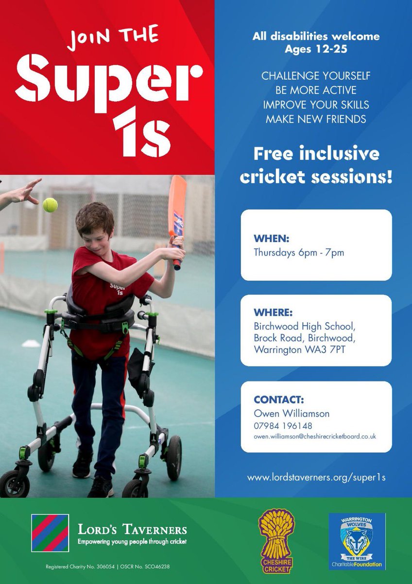Exciting 🤩 NEWS!! Super 1s Cricket 🏏 is starting a NEW HUB in CHESTER 🤩 WHEN:Tuesdays TIME: 5pm-6pm STARTING: 23 January 2024 WHERE: Chester Catholic High School We also have hubs in: 🏏WINSFORD 🏏WARRINGTON 🏏BIRKENHEAD All details ⬇️ & on our website