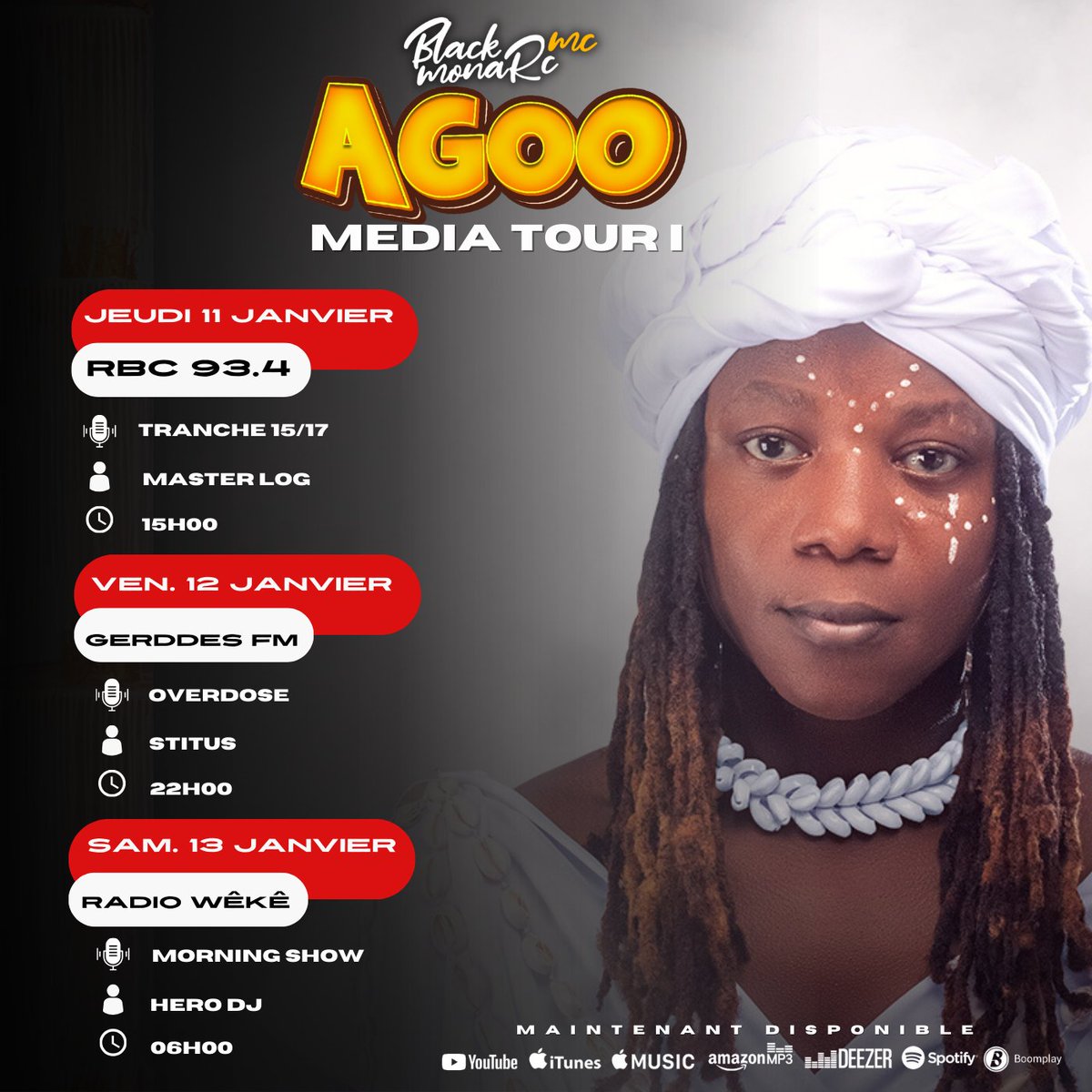 🚨 𝗔𝗚𝗢𝗢 𝗠𝗘𝗗𝗜𝗔 𝗧𝗢𝗨𝗥 𝗜 🚨

𝑶𝒏 𝒅é𝒎𝒂𝒓𝒓𝒆 𝒂𝒖𝒋𝒐𝒖𝒓𝒅'𝒉𝒖𝒊 𝒆𝒕 𝒋'𝒔𝒆𝒓𝒂𝒊 𝒆𝒏 𝒅𝒊𝒓𝒆𝒄𝒕 à 𝒑𝒂𝒓𝒕𝒊𝒓 𝒅𝒆 𝟭𝟱𝗛 𝒔𝒖𝒓 la Radio Bénin Culture RBC FM 93 4. 

« 𝗔𝗚𝗢𝗢 »  𝒅𝒊𝒔𝒑𝒐𝒏𝒊𝒃𝒍𝒆 :
 ▶️ youtu.be/cD9M3MDs1zM?si…

#AGOO #WINXAGUN