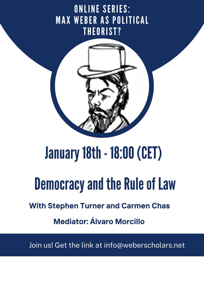 Join us on January 18th for a virtual conversation with Stephen Turner and Carmen Chas on “Democracy and the Rule of Law”! More information and the paper available here: 
tinyurl.com/3dssahp8

@beachboystevie @ChasCarmen @smsociologia