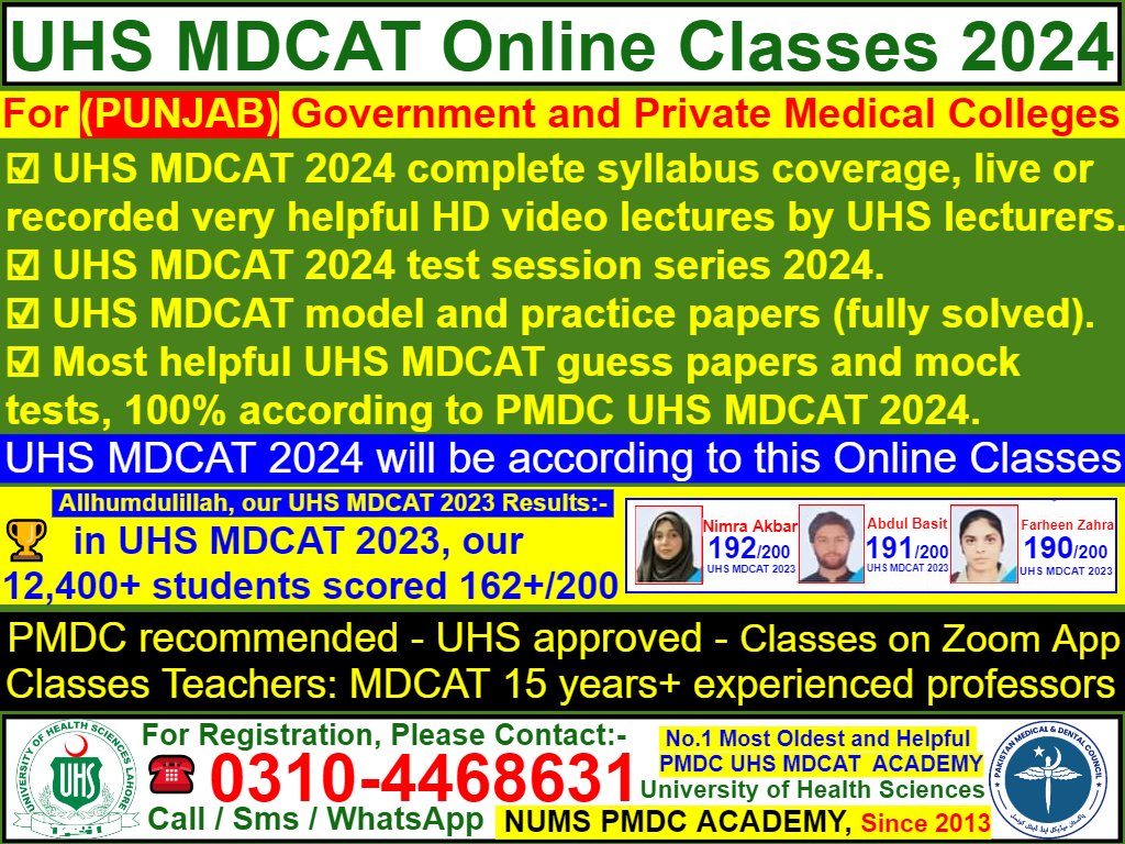 NumsPmc's tweet photo. #MDCAT2024 provincial #PMDC MDCAT 2024 date and syllabus announced.
🧑🎓 For admissions in govt or pvt medical colleges, your #PMDC MDCAT score should be 170+/200.
🗓️ Punjab #UHS | Sindh #DUHS | KPK #KMU | ICT/Gilgit/AJK #SZABMU | Balochistan #BUMHS
0310-4468631
#NUMSPMDCACADEMY https://t.co/fWB8vLLDRZ