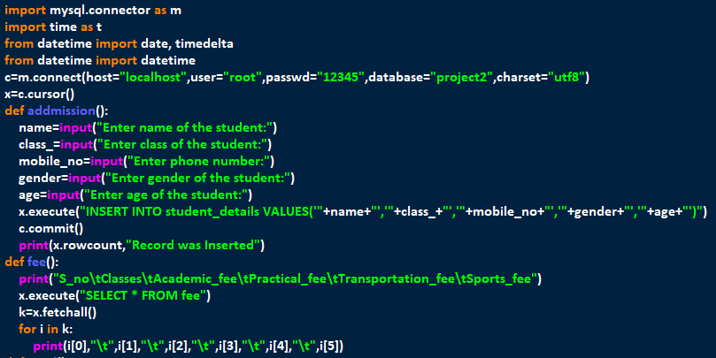 Arjun_Walia_'s tweet photo. Python menu based project using mysql connector 
Topic :- Fee Management https://t.co/lh1aDFqPbX