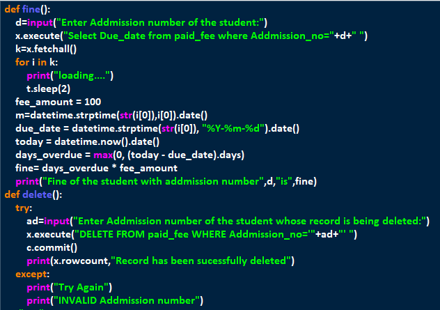 Arjun_Walia_'s tweet photo. Python menu based project using mysql connector 
Topic :- Fee Management https://t.co/lh1aDFqPbX