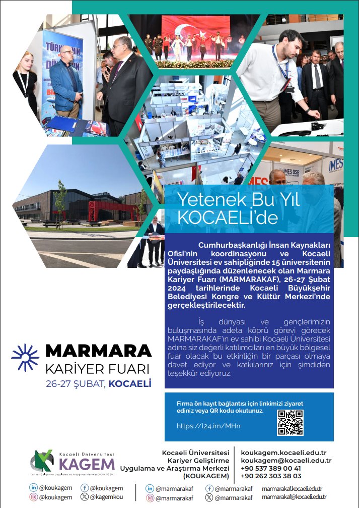 saukonser's tweet photo. Cumhurbaşkanlığı İK'nın koordinasyonu ve Kocaeli Üniversitesi ev sahipliğinde 15 üniversitenin paydaşlığında düzenlenecek olan Marmara Kariyer Fuarı (MARMARAKAF), 26-27 Şubat 2024 tarihlerinde Kocaeli Büyükşehir Belediyesi Kongre ve Kültür Merkezi’nde gerçekleştirilecektir. https://t.co/Nexv0sCoVF