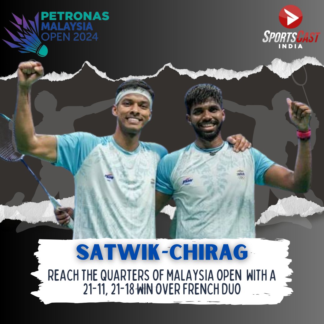 SWIPE! ⏭️

A double win for IND🇮🇳 at the #MalaysiaOpen 2024, as the pairs of Tanisha Crasto - Ashwini Ponnappa & Satwik Rankireddy -  Chirag Shetty secured quarter final berths to ensure the Indian dreams stay alive! 👏🏽🏆

#badminton #quarterfinals #indianbadminton #indiansports
